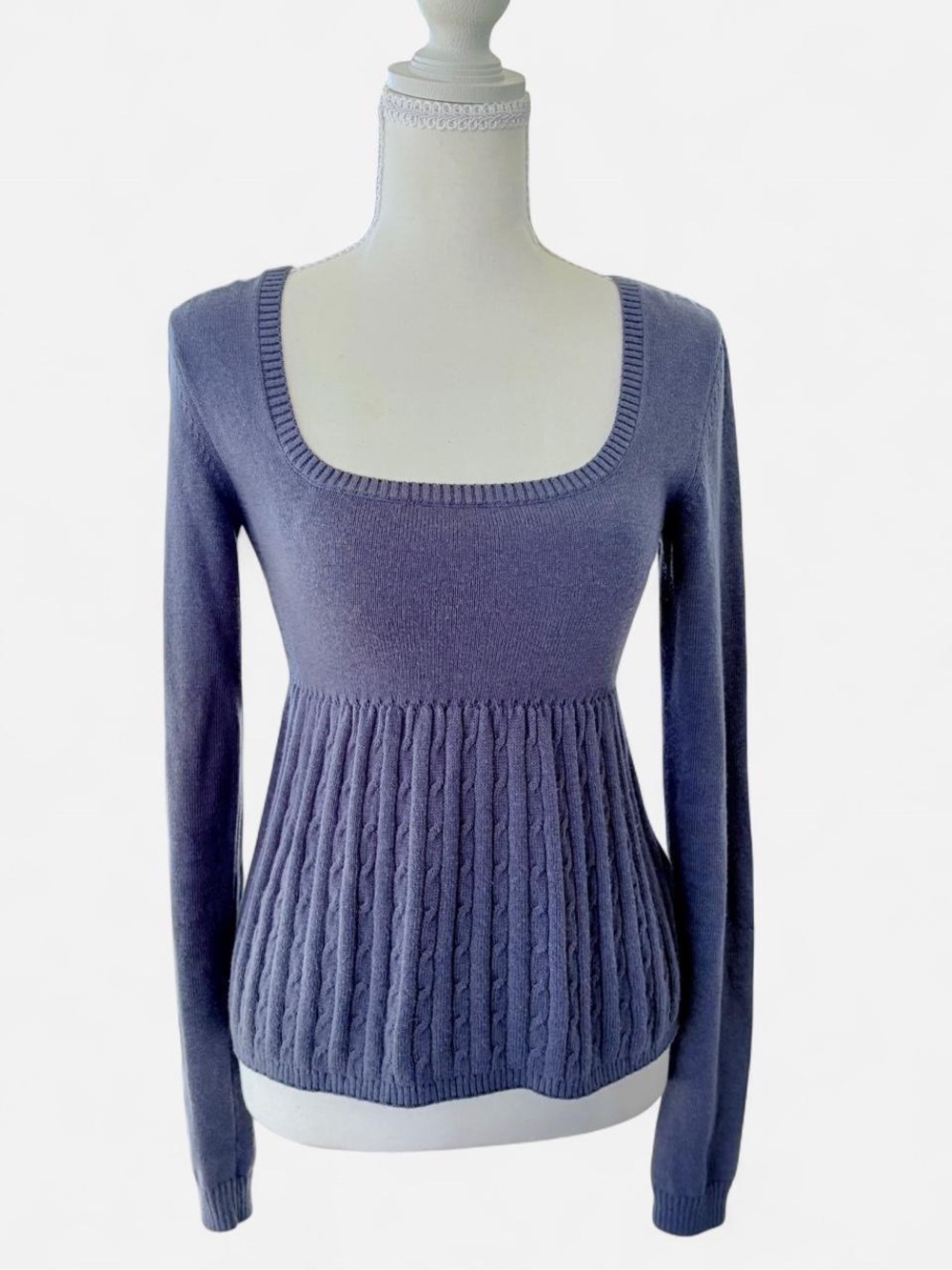 Hollister Purple Cable Knit Square Neck Babydoll Sweater XS